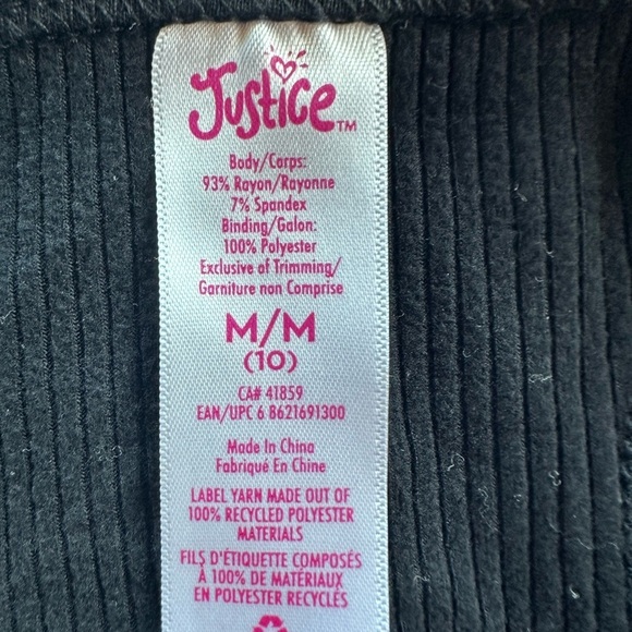 Justice Girls Sporty Racerback Ribbed  Tank Top Black Size 10 - Picture 4 of 4